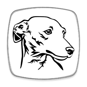 Italian greyhound head - Square fridge magnet - white - Front