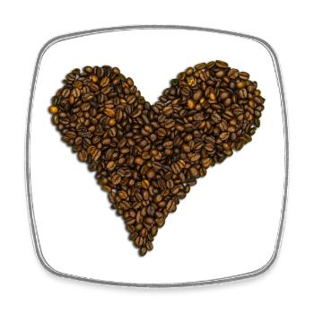 Un cœur fait de grains de café - Magnet carré - blanc - Devant
