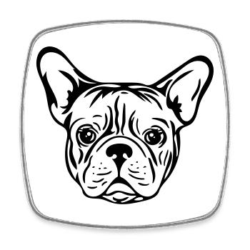 Bulldog français - Magnet carré - blanc - Devant