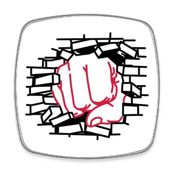 Fist dick, fist, beating - Square fridge magnet - white - Front