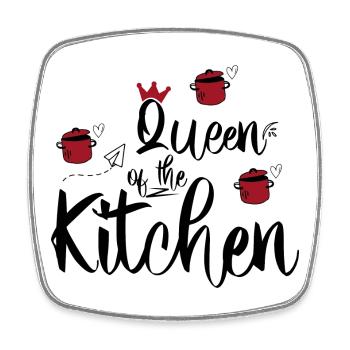 Queen of the Kitchen - Viereckiger Kühlschrankmagnet - Weiß - Vorne