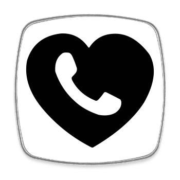 Heart or heart with phone cut out shadow - Square fridge magnet - white - Front