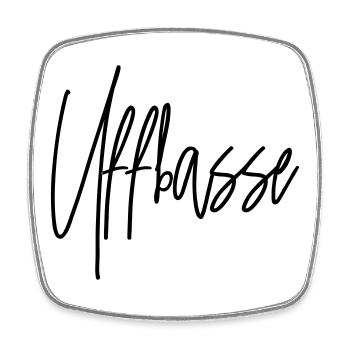 Uffbasse - Aufpassen Dialekt badisch deutsch - Viereckiger Kühlschrankmagnet - Weiß - Vorne