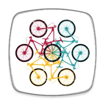 Vibrant Bicycle Mandala - Square fridge magnet - white - Front