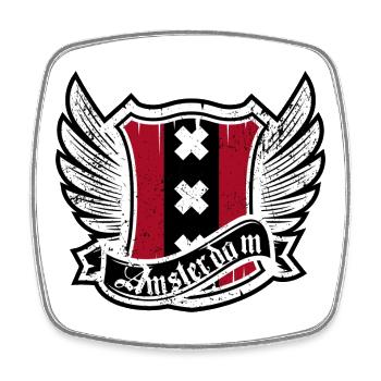 Winged Amsterdam Crest - Square fridge magnet - white - Front