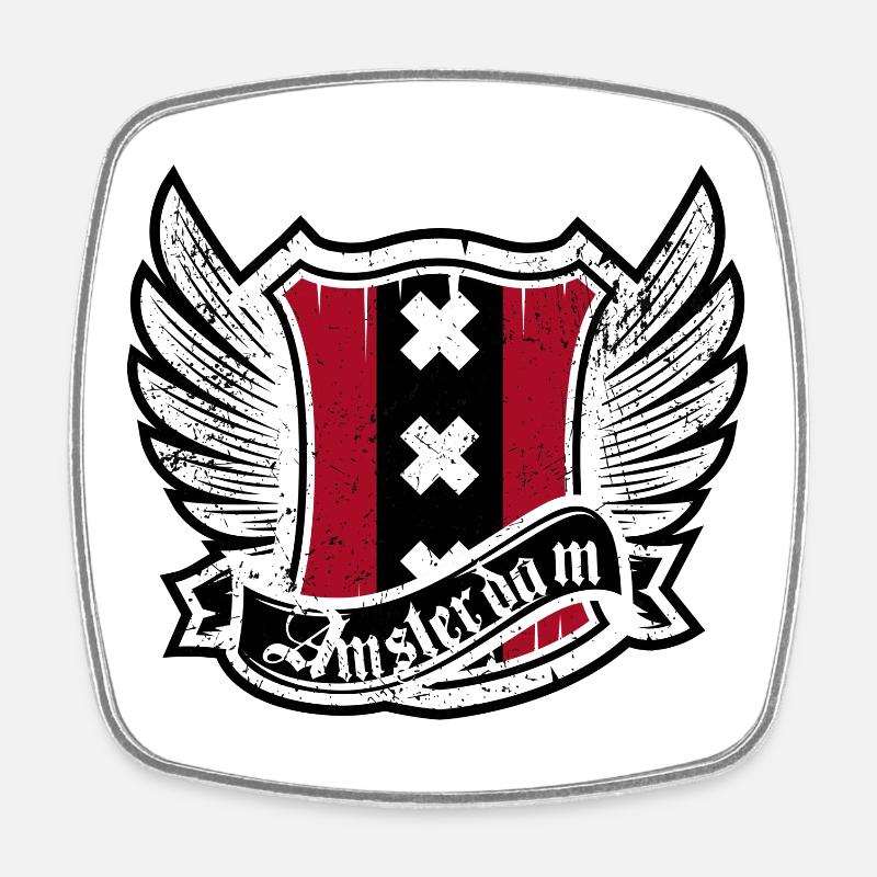 Winged Amsterdam Crest - Square fridge magnet - white