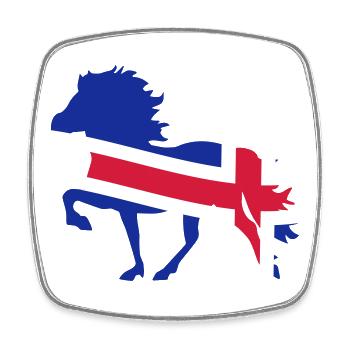 Drapeau islandais pour les chevaux - Magnet carré - blanc - Devant
