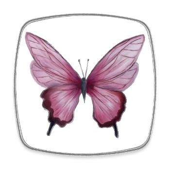 Soft Pink Watercolor Butterfly - Square fridge magnet - white - Front