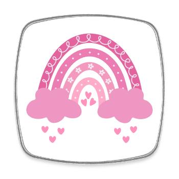 Boho Rainbow Pink Girl Birth Baby Baby Shower - Square fridge magnet - white - Front