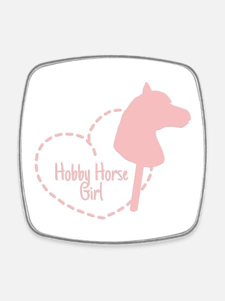Hobby Horse Horsing Steckenpferd GIRL - Square fridge magnet - white