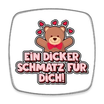 Ein dicker Schmatz für dich! Bär - Bären - Viereckiger Kühlschrankmagnet - Weiß - Vorne