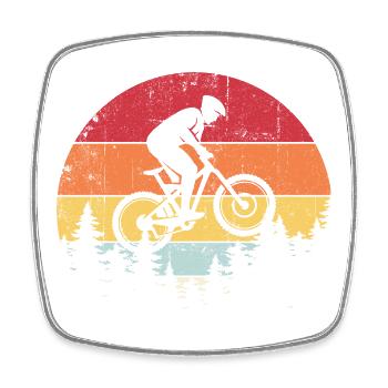 Sunset Ridge MTB Jump - Square fridge magnet - white - Front