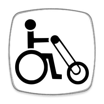 Utilisateur de fauteuil roulant avec symbole de handbike * - Magnet carré - blanc - Devant