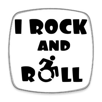 Je fais du rock and roll. Humour en fauteuil roulant # - Magnet carré - blanc - Devant