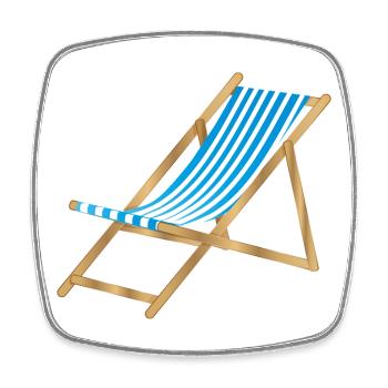 chaise longue marine rayée bleu blanc - Magnet carré - blanc - Devant