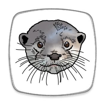 Otter head colored - Square fridge magnet - white - Front
