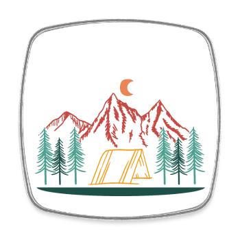 Camping Berge Nacht Zelt Natur Outdoor Abenteuer - Viereckiger Kühlschrankmagnet - Weiß - Vorne