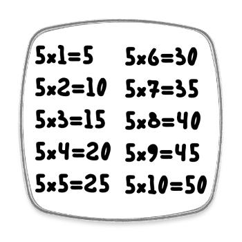 Tables de multiplication de cinq - Magnet carré - blanc - Devant