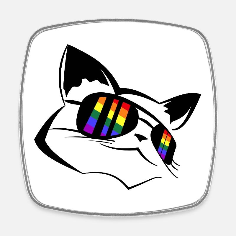 Pride Chat LGBT - Magnet carré - blanc