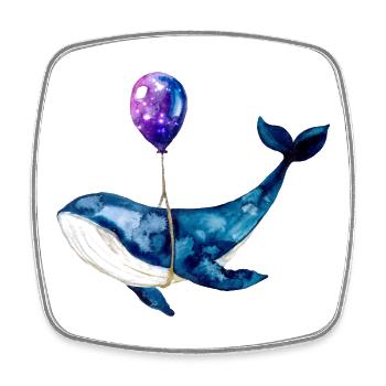 Wal Luftballon Whale Balloon Watercolor Shirt - Viereckiger Kühlschrankmagnet - Weiß - Vorne
