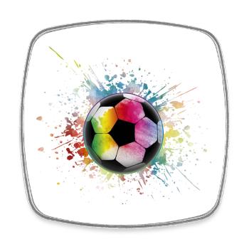 Fußball Regenbogen Bunter Ball - Viereckiger Kühlschrankmagnet - Weiß - Vorne