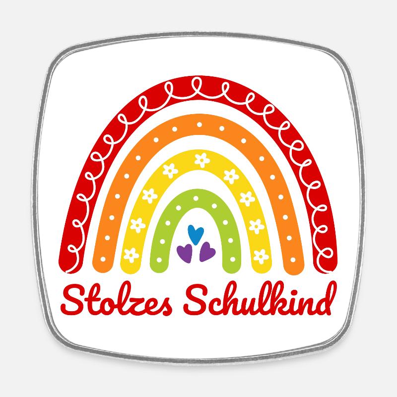 Stolzes Schulkind Boho Regenbogen bunt Einschulung - Viereckiger Kühlschrankmagnet - Weiß