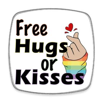 csd, free hugs, kisses, lgbt - Viereckiger Kühlschrankmagnet - Weiß - Vorne
