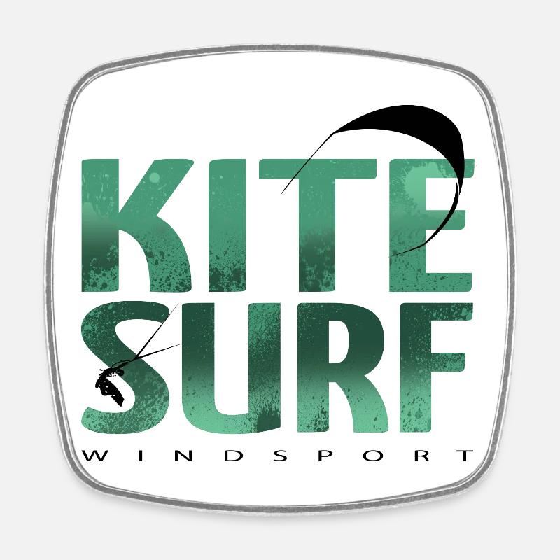 KITESURF 2021 vert - Magnet carré - blanc