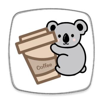 Koala braucht Kaffee - Viereckiger Kühlschrankmagnet - Weiß - Vorne