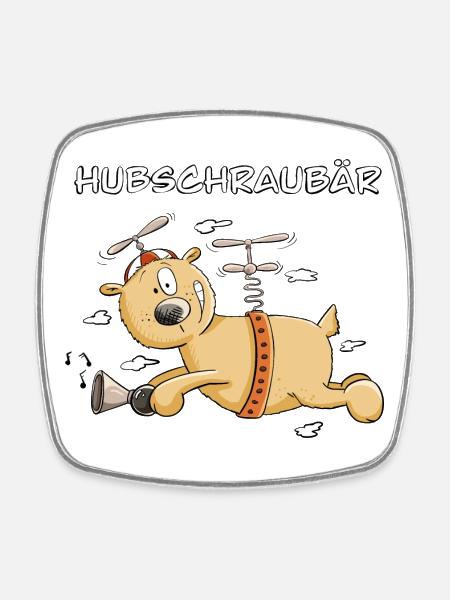 Hubschrauber Bär I Hubschraubär - Viereckiger Kühlschrankmagnet - Weiß