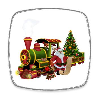 Santa Claus with a train - Square fridge magnet - white - Front