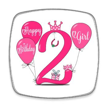 Joyeux anniversaire 2 Baby Girl - Magnet carré - blanc - Devant