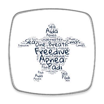 Freedive - Word Cloud Turtle - Square fridge magnet - white - Front