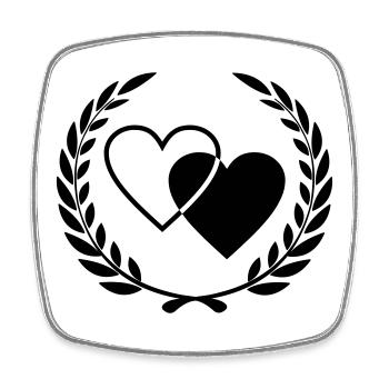 Two hearts with wreath - Square fridge magnet - white - Front