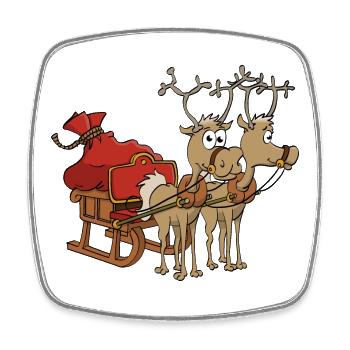 Santa's sleigh with two reindeer. - Square fridge magnet - white - Front