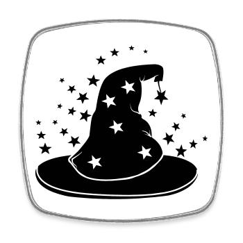 Magical wizard hat with stars - Square fridge magnet - white - Front
