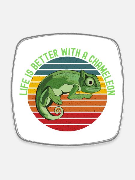 La vie est meilleure avec un caméléon - Magnet carré - blanc