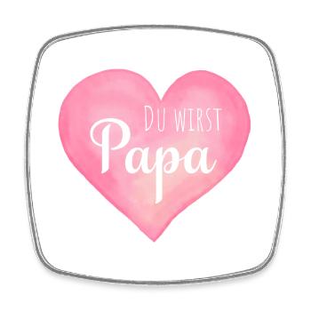 Du wirst Papa Herz - Viereckiger Kühlschrankmagnet - Weiß - Vorne