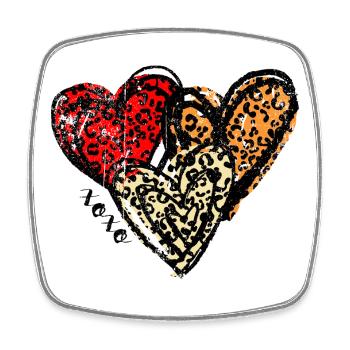 Leopard Hearts Trio - Viereckiger Kühlschrankmagnet - Weiß - Vorne
