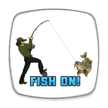 Fish On Fishing Design Moment de capture du pêcheur - Magnet carré - blanc - Devant