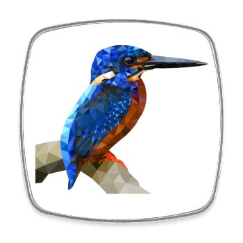 Kingfisher Bird Design Nature Fishing Gift - Square fridge magnet - white - Front