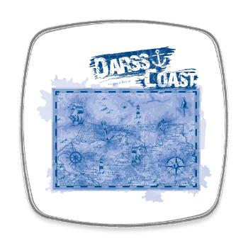 DarssCoast - Original Brand, VINTAGE Landkarte - Viereckiger Kühlschrankmagnet - Weiß - Vorne