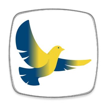 Pigeon Ukraine Drapeau - Magnet carré - blanc - Devant