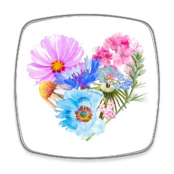 Herz aus Blumen | Geschenk Valentinstag - Viereckiger Kühlschrankmagnet - Weiß - Vorne