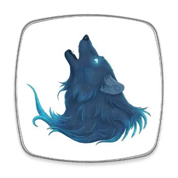 Howling Blue Wolf - Guide Loup Bleu - Magnet carré - blanc - Devant