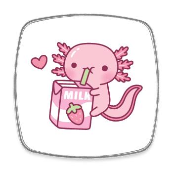 Mignon Axolotl aime le doodle au lait de fraise - Magnet carré - blanc - Devant