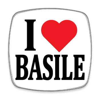 T-Shirt Ich liebe Basile T-Shirt Geschenkidee - Viereckiger Kühlschrankmagnet - Weiß - Vorne