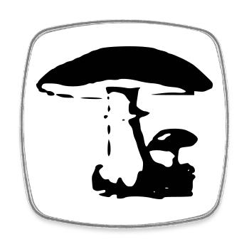 Mushroom Witch Tube Mushroom Seeker - Square fridge magnet - white - Front
