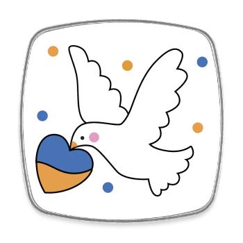Playful dove heart print ukraine - Square fridge magnet - white - Front