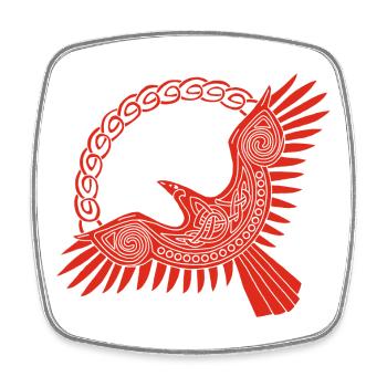 Aigle viking rouge - Magnet carré - blanc - Devant